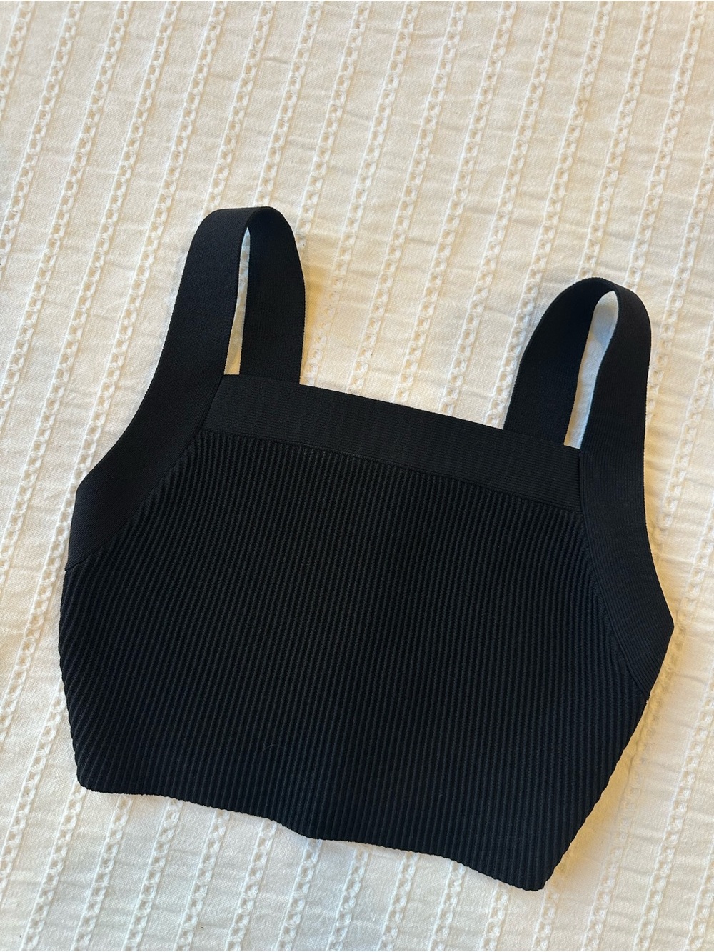 Aritzia: Black Ribbed Square-Neck Crop Tank